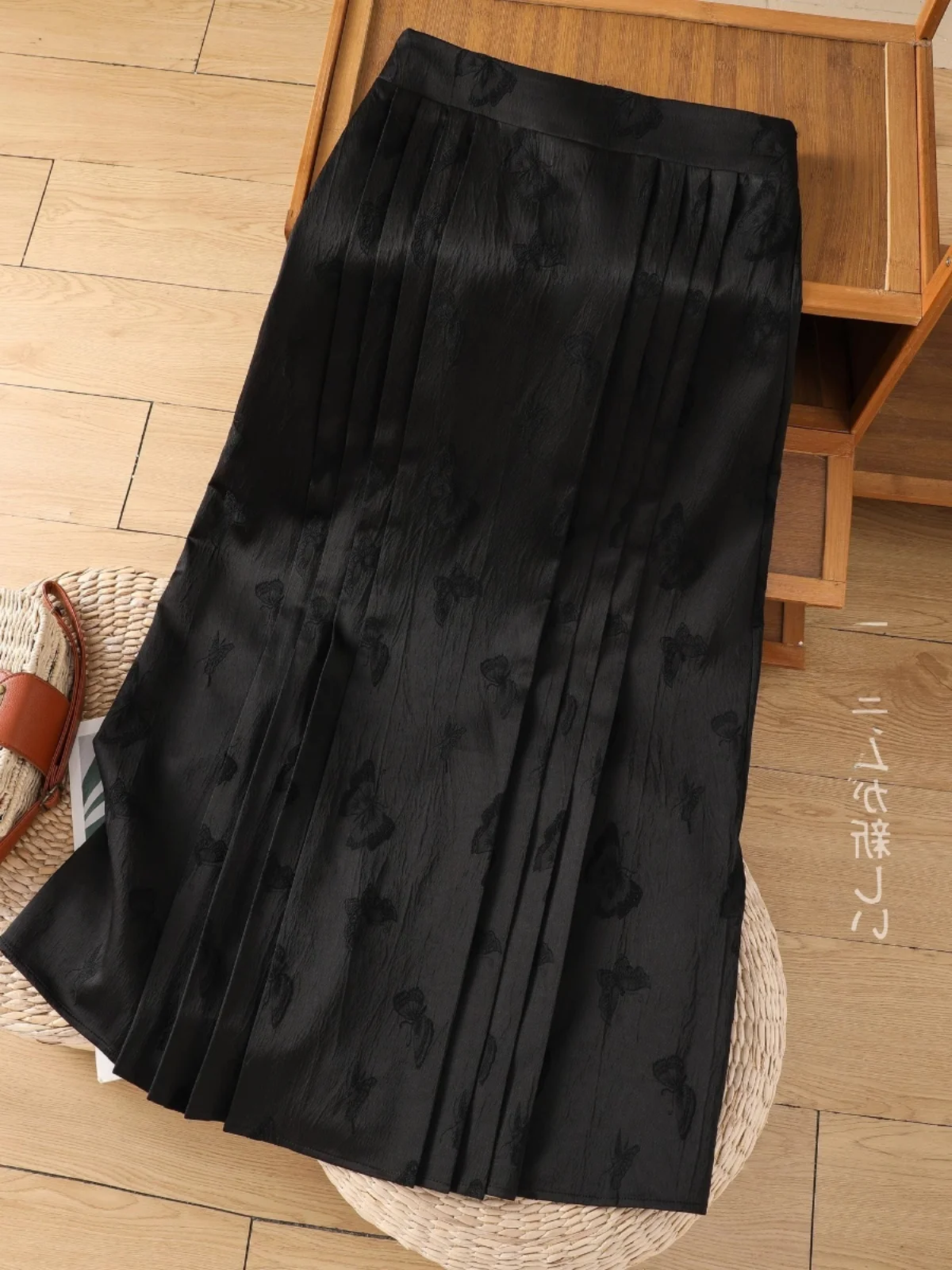 

Bla Chinese Embroidered f Skirt Women's Spring Autumn Sle Improved Daily Versatile Elegance National Wind High Waist P...