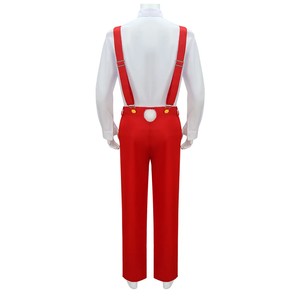 Who Framed Roger Rabbit Cosplay Costume For Men White Shirt Red Strap Trousers Suits with Gloves Headwear Halloween Party Outfit