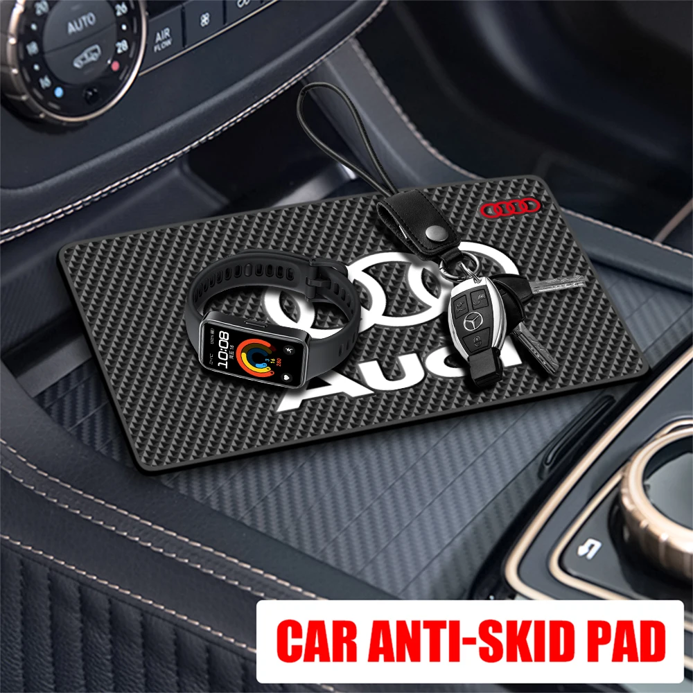 Car Logo Anti Slip Pad Auto Interior Earphone Phone Non Slip Mat Center Cover For Audi A4 B8 A3 8P A6 C7 A5 Q5 C5 A1 8V B9 B7 B6