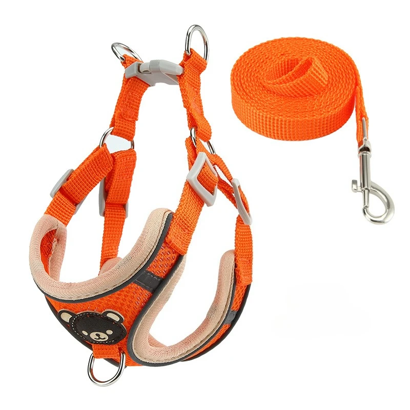 Arnés para perro, chaleco ajustable, juego de cuerdas de tracción para caminar, Collar para perro, arnés de malla transpirable para perros pequeños y medianos, plomo para mascotas