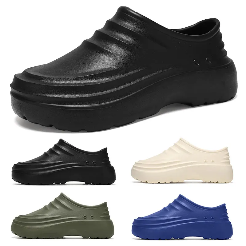 

Men Chef Shoes Oil Resistant Waterproof Rain Shoes Summer Outdoor Safety Shoes Slip on Solid Solor EVA Soft Sole Size 36-45