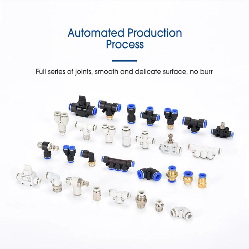 Pneumatic Air Quick Fittings Push-In Hose Connector for Pipe Tube Multiple Sizes Available - OD 4mm 6mm 8mm 10mm 12mm