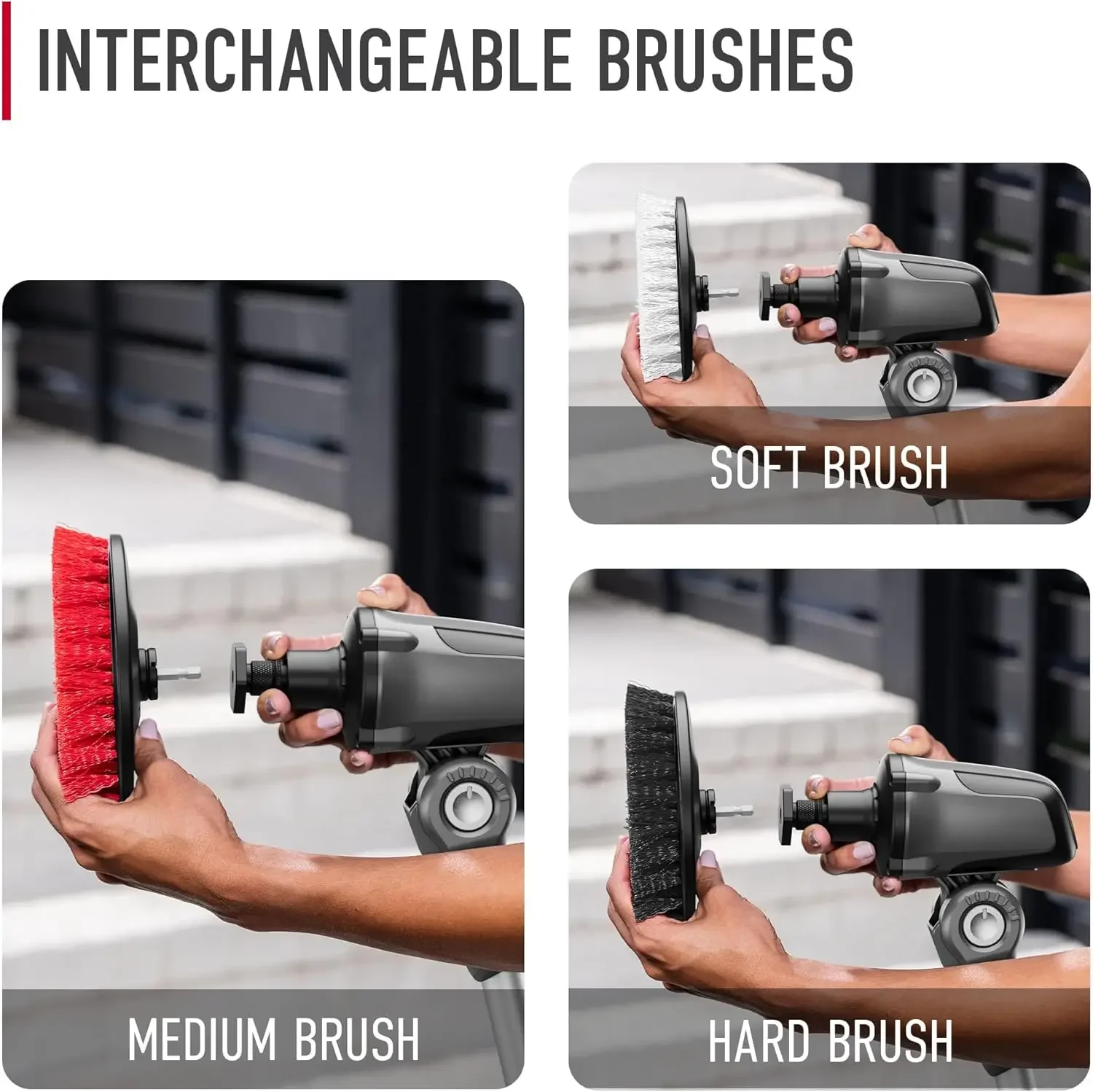 ONEPWR Cordless Telescoping Scrubber Water Resistant Power Cleaning Brush for Home and Outdoors, BH51000V, Silver