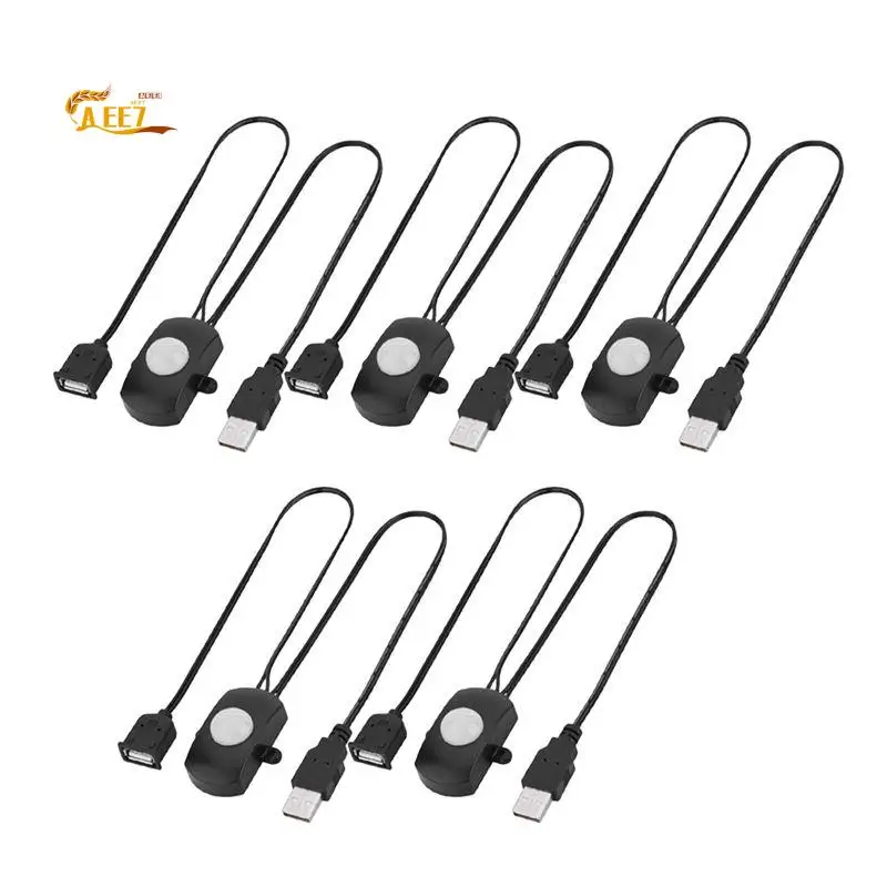 AEE7-5 Pcs Automatic Switch DC 5V/12V/24V USB PIR For LED Light Strip Intelligent Body Motion Sensor Black