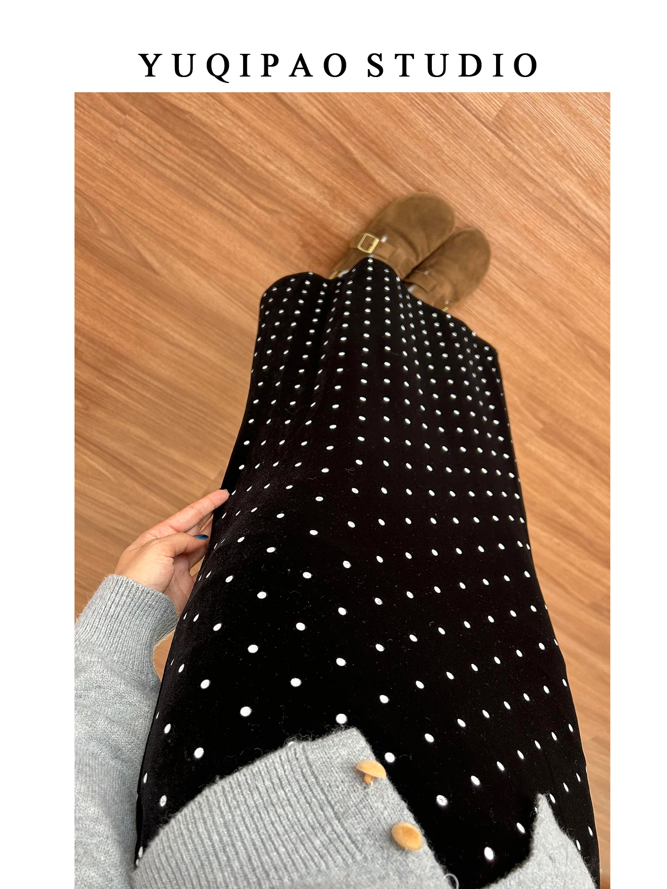 

plus Size Women's Bla Polka Dot A-Line Skirt Spring Autumn Slimming Straight Cut High Waist Casual Faion Skirt