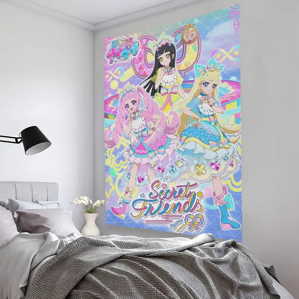 anime cartoon a-Aikatsu Tapestry Bedroom Living Bar Garden Outdoor Microfiber festival Decoration Background Art Banner