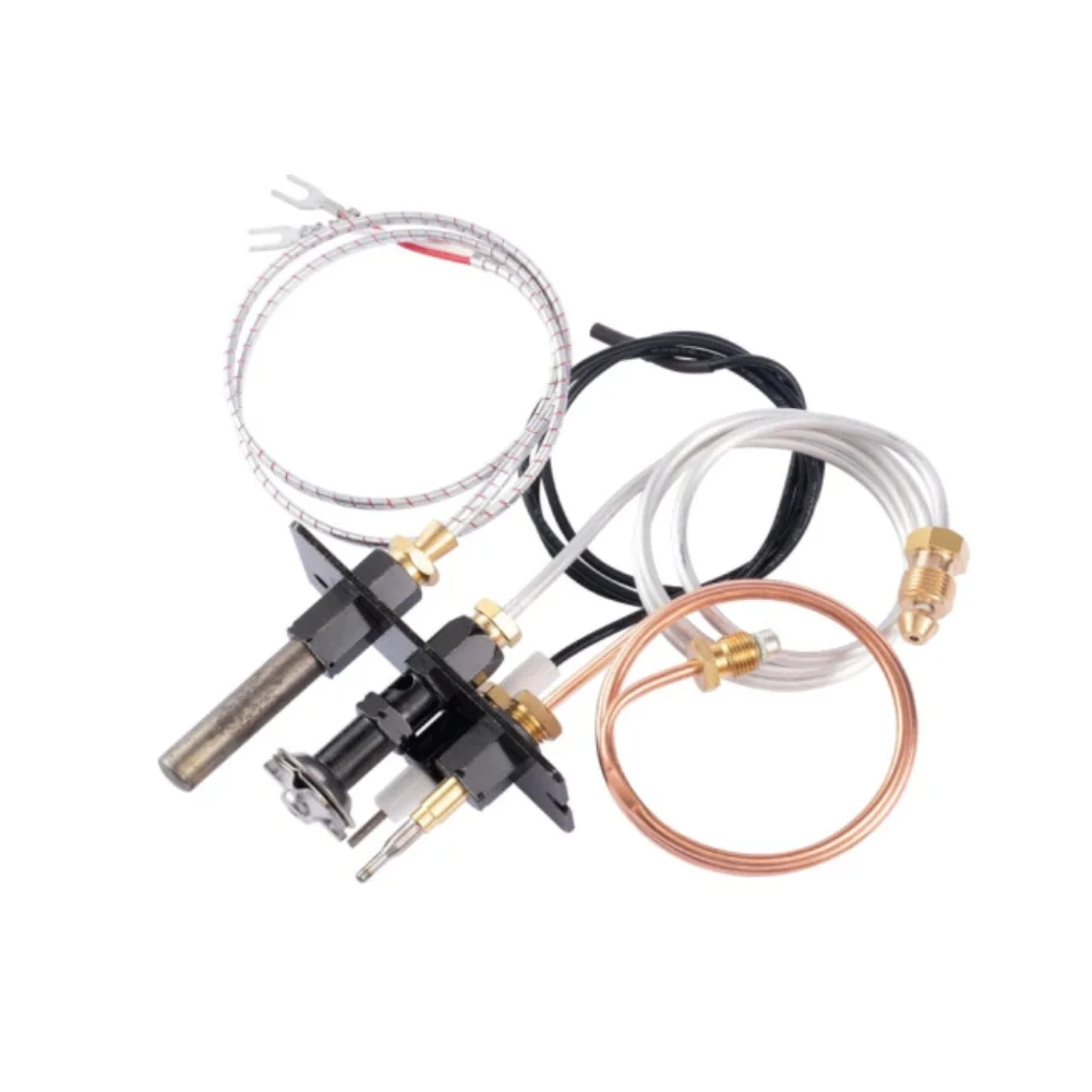 Gas Fireplace Ignition Assembly LP 3 Way Pilot Kit with Copper Guide Cover and Sturdy Fixing Brackets for Enhanced Durability