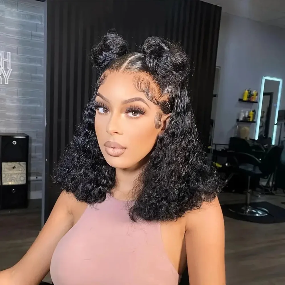 

Парики из натуральных волос для женщин Бразильский парик с глубокими волнами Фронтальный парик 180 Плотность Прозрачный парик шнурка 4x4 Джерри Керл Боб Предварительно выщипанный Реми