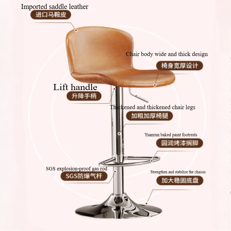 Kursi Bar Interior Rumah Mewah, Ergonomis, Restoran, Industrial, Putar, Sandaran Dapat Disesuaikan, Kursi Bar Dapur, Bangku Meja Dapur