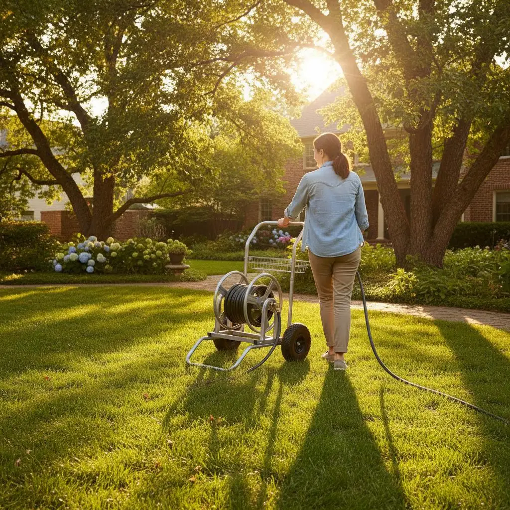 

Water Hose Reel Cart, 200/300ft High-Pressure Garden Hose Cart, Hoses Reel Carts with Two Wheels, Handle & Heavy-Duty Mesh St