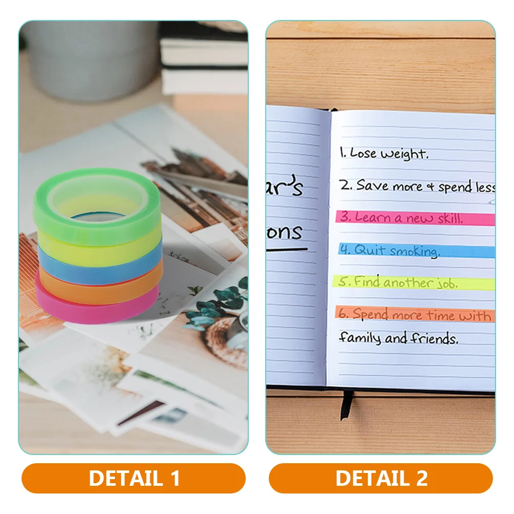 20 Rolls Detachable Waterproof Sticky Tape Highlight The Pet Strips Highlighter for Books