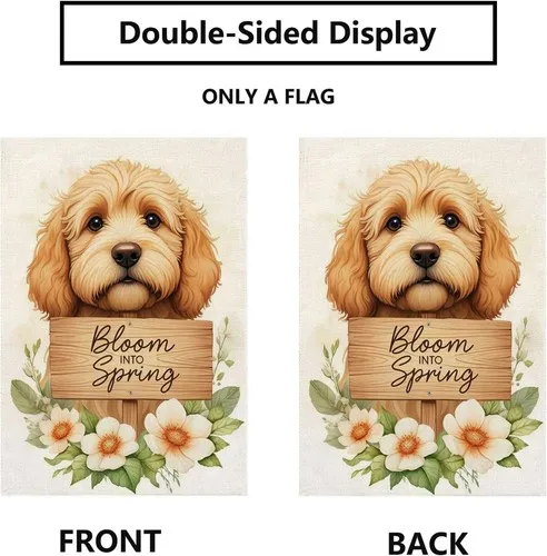Spring Garden Flag Burlap Double Sided For Golden Doodle Dog, 12x18 Inch XXQ