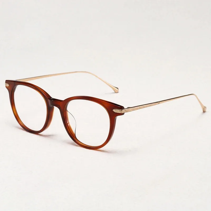 Vintage detail pattern Japanese style Titanium IP Acetate glasses frame Mitsuhiro Hand Made Crafted Eyewear For Men Women M9012