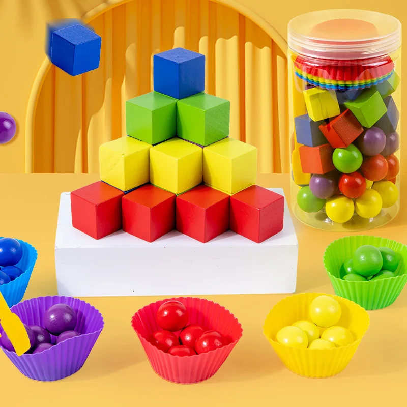 Crianças montessori clipe de madeira grânulos brinquedo bloco de construção correspondência cor classificação aprendizagem precoce brinquedos educativos