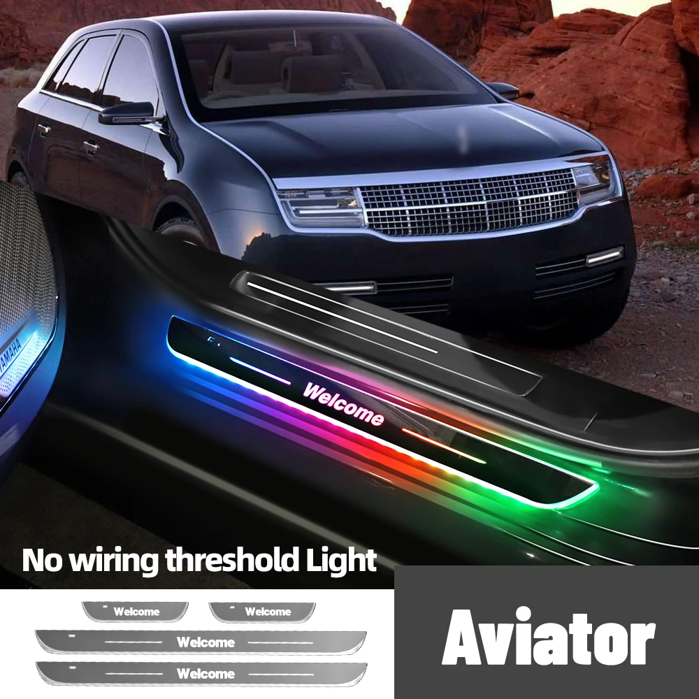 

For Lincoln Aviator U611 MK2 2019-2023 2022 Car Door Sill Light Customized Logo LED Welcome Threshold Pedal Lamp Accessories