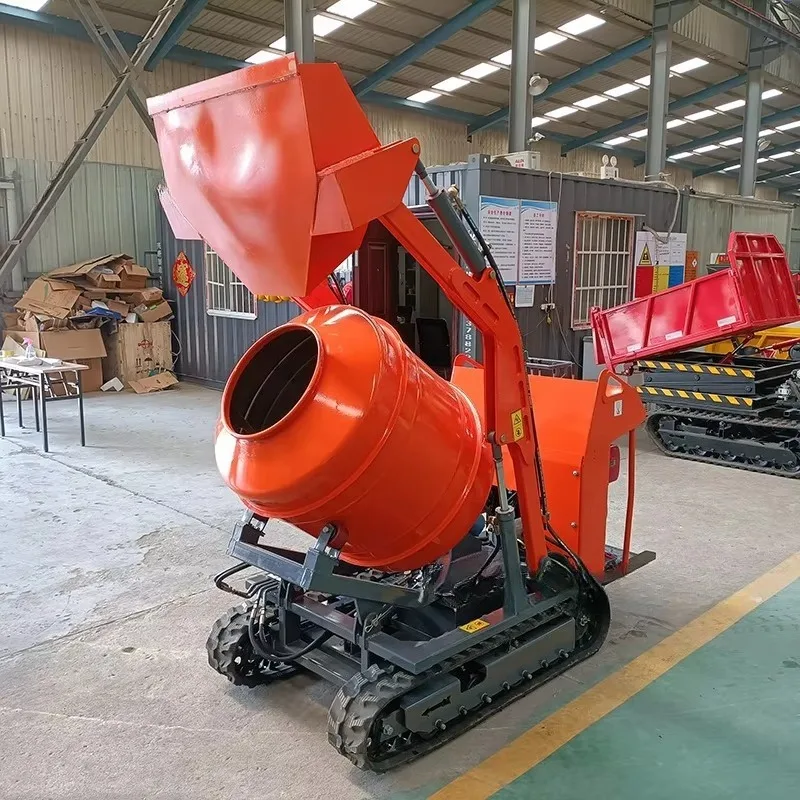 Crawler Self-Loading 0.8 Ton Concrete Mixer Truck Used Diesel Engine Cheap Price Mini Concrete Mixer Machine with Pump for Sale view 2