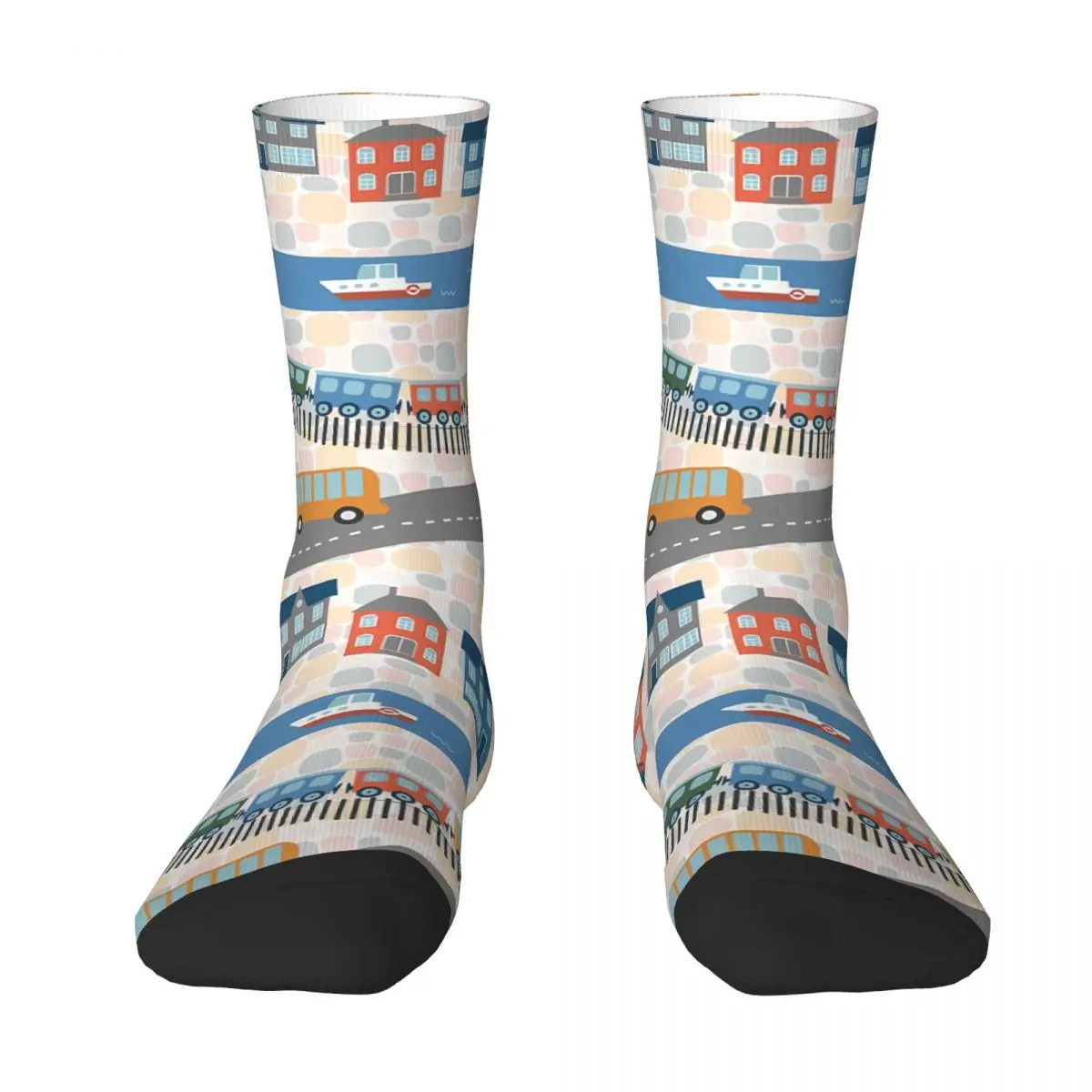 Retro Different Types Of Roads Men's Socks Unisex Harajuku Seamless Printed Happy Crew Sock Gift