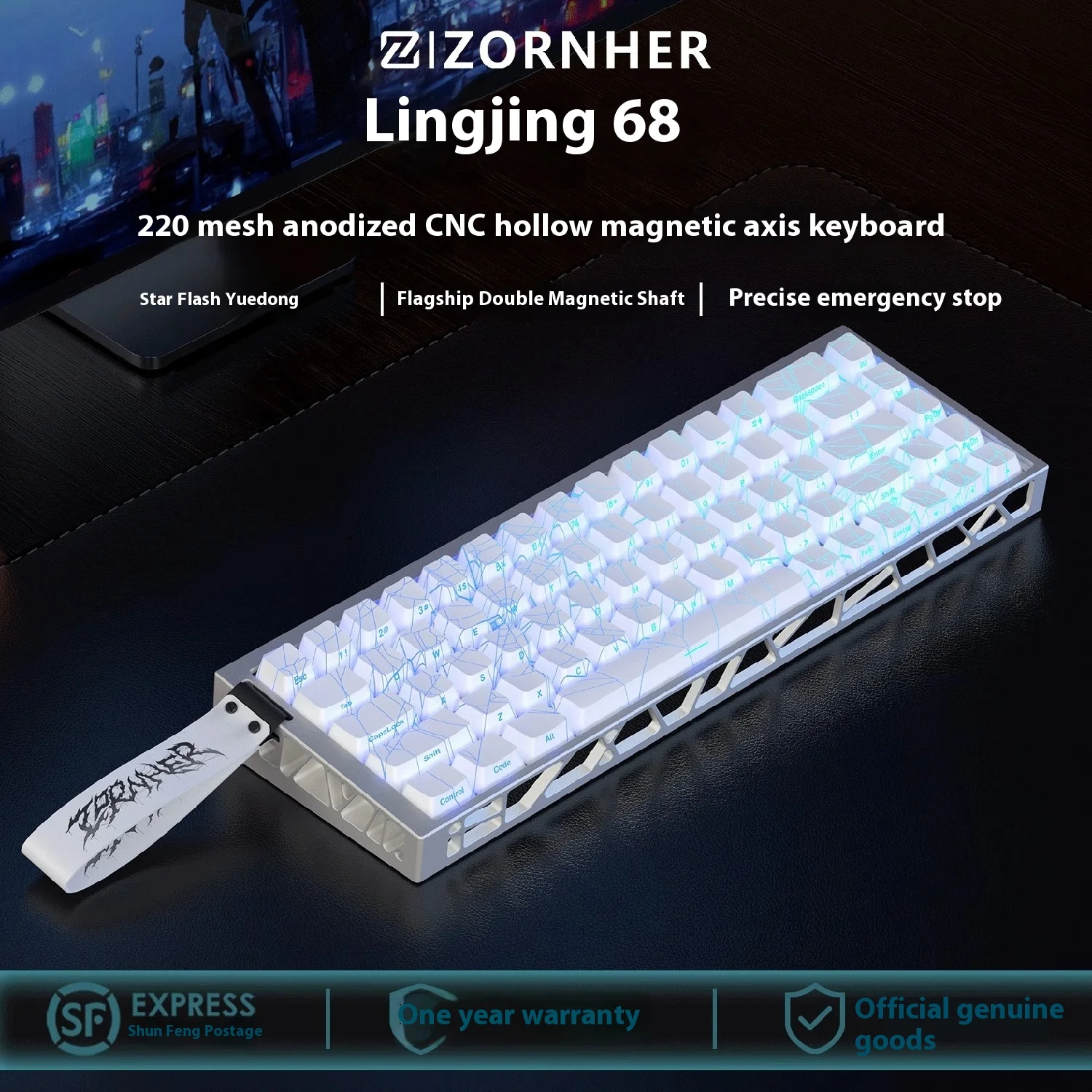 Zuohe 68 Hollow Out Keyboard Magnetic Switch Rt0.01mm Rgb Wired Keyboard Aluminium Alloy Customized Accessory Esports Gifts