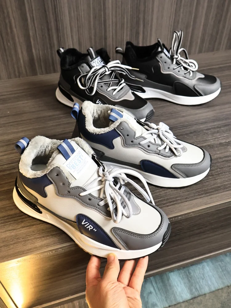 

Thickened Fleece Anti-slip Wear-resistant High-top Fashionable Casual Shoes for Men Comfortable Warm Cotton-filled Autumn Win...