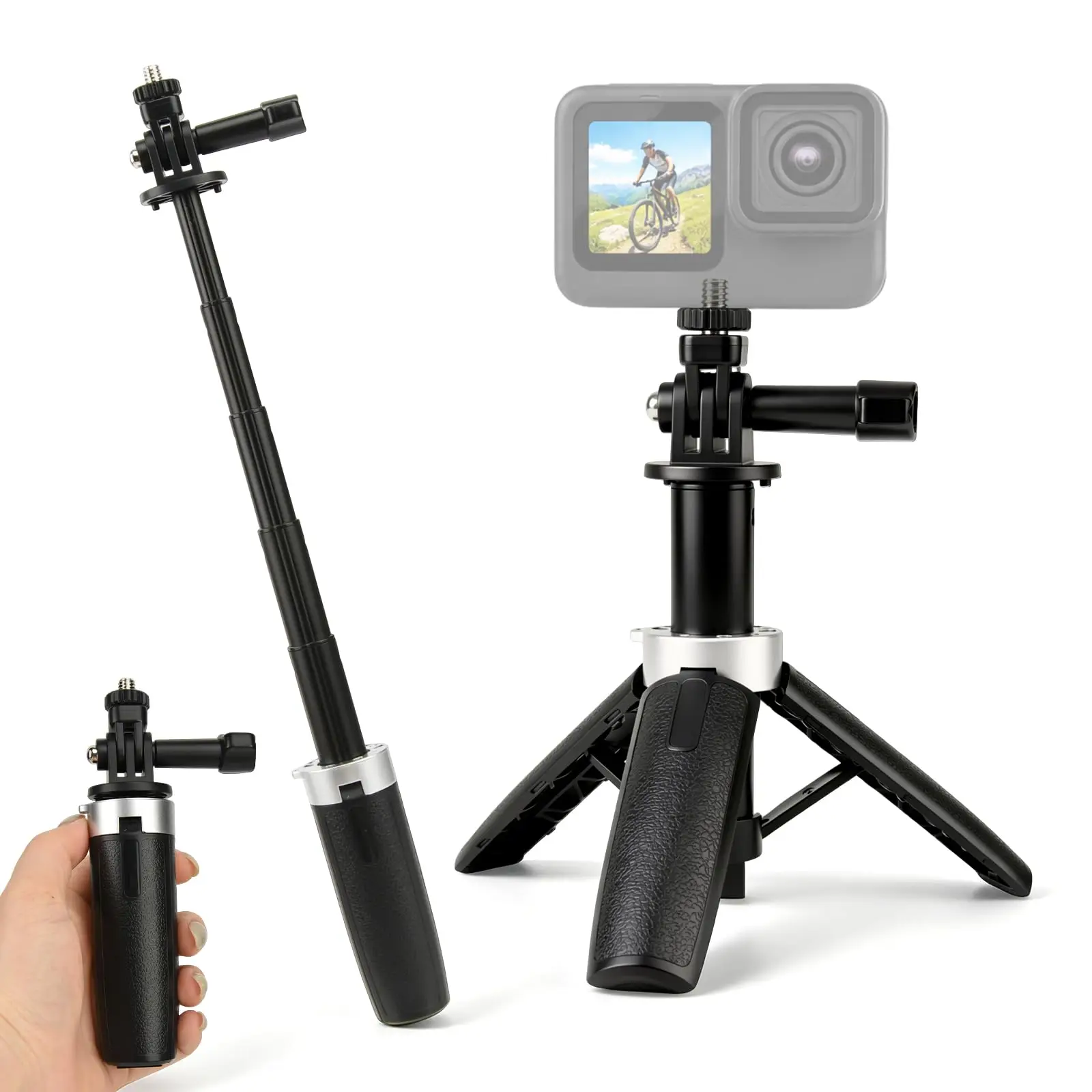 Mini Extendable Tripod Foldable Tripod Portable Monopod for Go Pro Hero 13 12 11 Black Session Osmo Action Camera Vlog Accessory