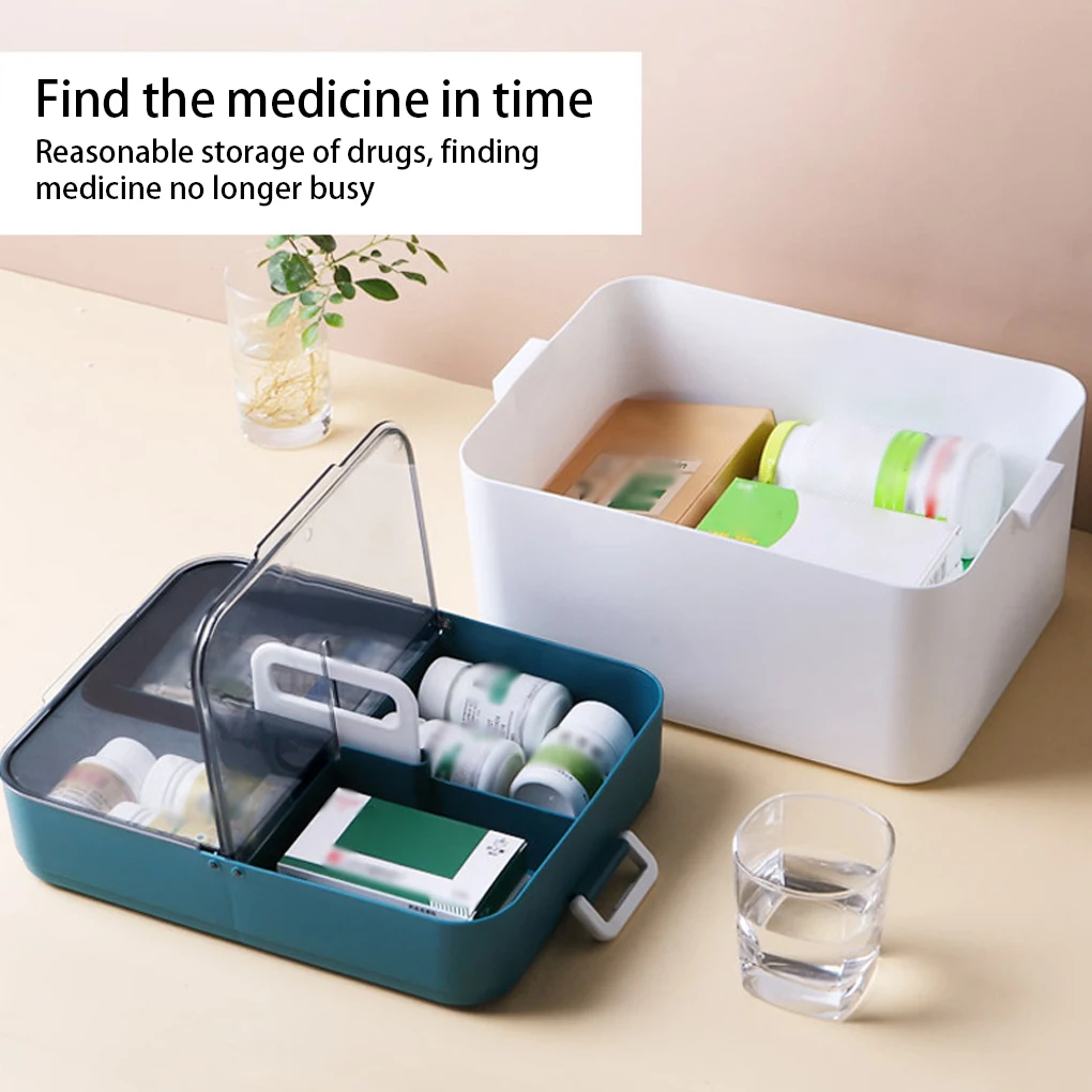 Medicine Box 2 Layers Storage Portable Medical Family Emergency with