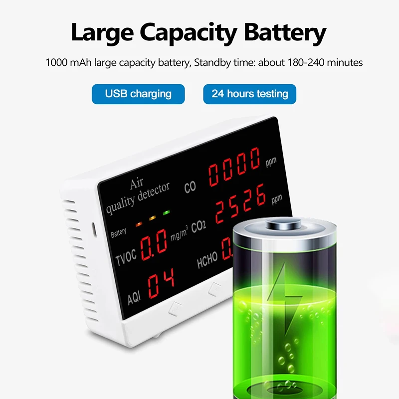 Imagem -05 - Youpin Digital Interior ao ar Livre co Hcho Tvoc Testador Co2 Medidor de Qualidade do ar Monitor Detector Multifuncional Analisador Gás Doméstico