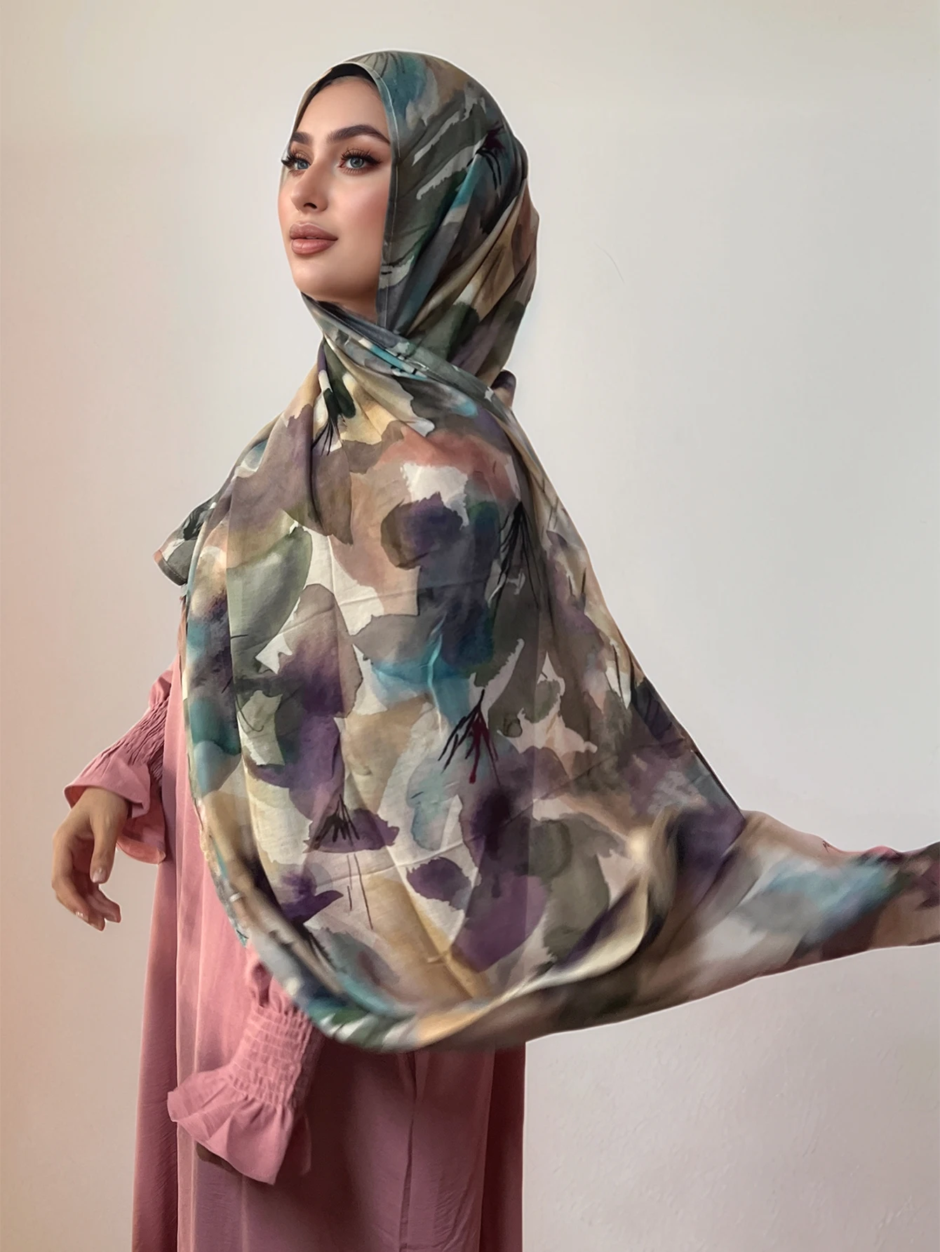 Hochwertiges bedrucktes Hijab-Kopftuch, weich, atmungsaktiv, Hijab, muslimische Frauen, Islam-Baumwollschals und Tücher, Viskose, Modal-Hijab – Detail 10