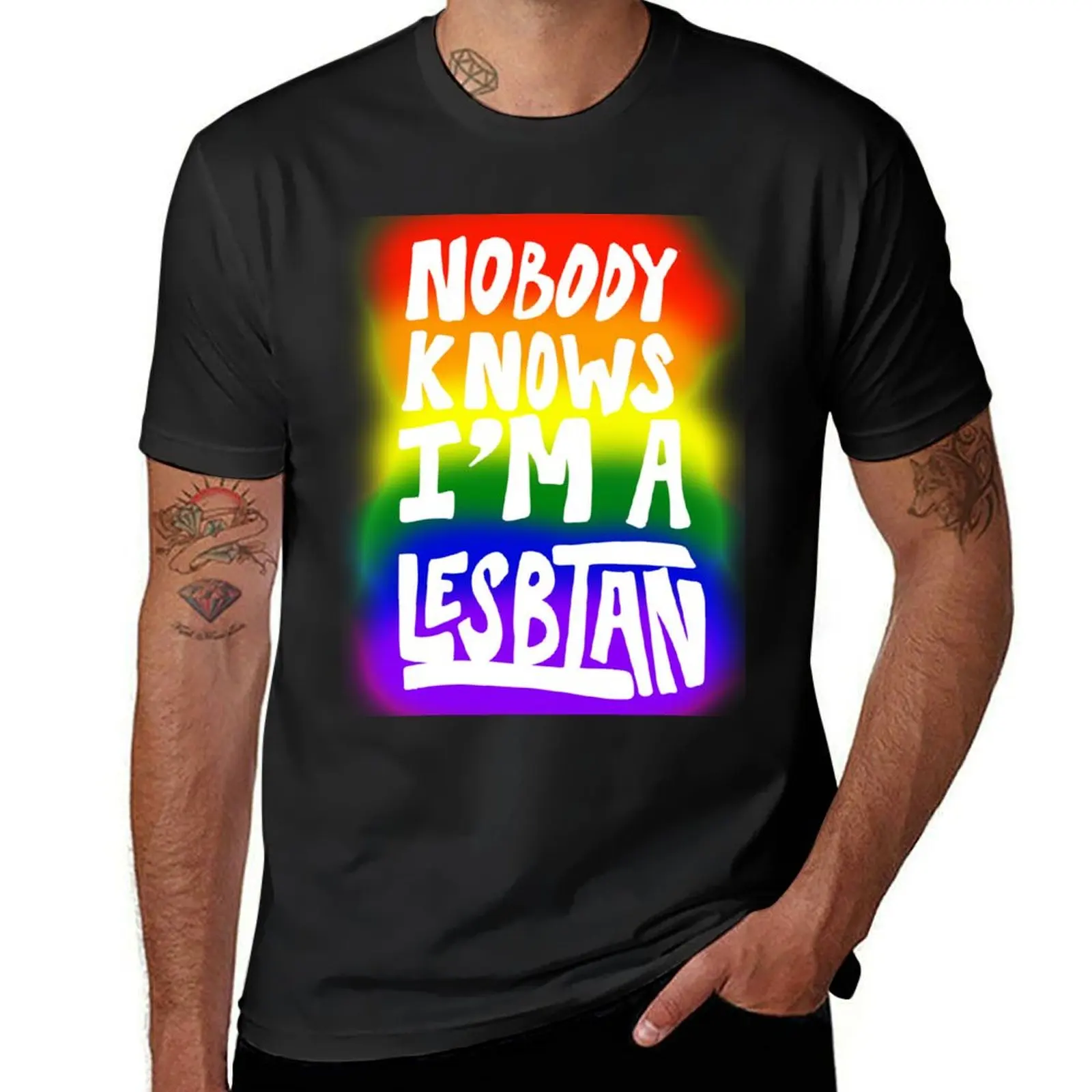 Nobody Knows I'm a Lesbian T-Shirt blacks boys whites tops slim fit t shirts for men