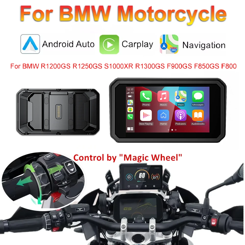 6 inch For BMW motorcycle R1200GS R1250GS R1300GS R1000 XR S1000 wireless carplay Android auto GPS navigation screen accessories