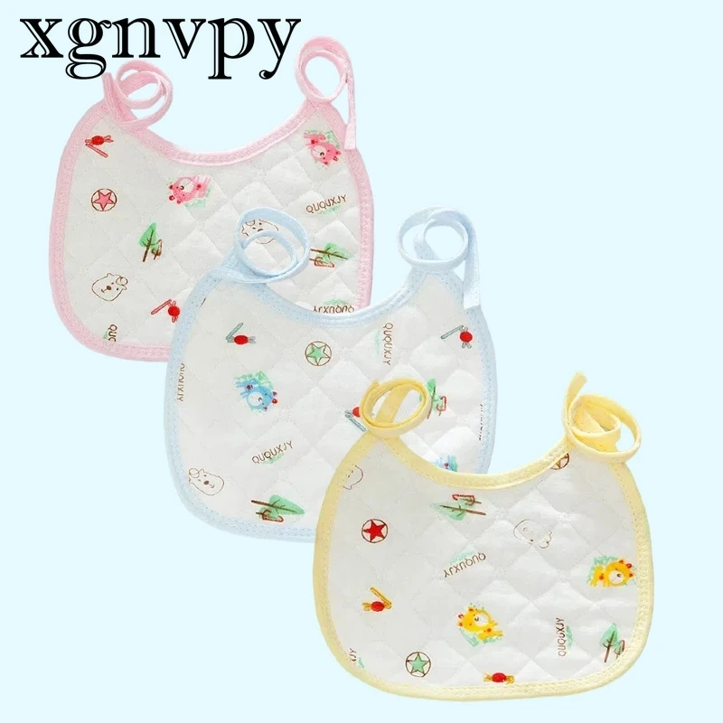 xgnvpy New Pattern Pure Cotton Printed Baby Bib Independent Packaging Leak Proof Anti Fouling Feeding Towel for Infants