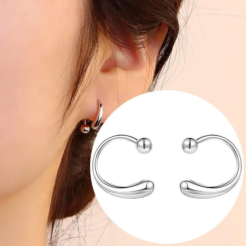 New 2pcs Silver Color Spiral Twisted Ear Studs 925 Silver Needles Water Drop Ear Helix Body Piercing Stud Earring Jewelry Gifts