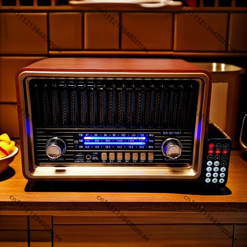 Vintage Desktop Radio FM AM SW Bluetooth Speaker Remote Control Card Player Retro Home Audio