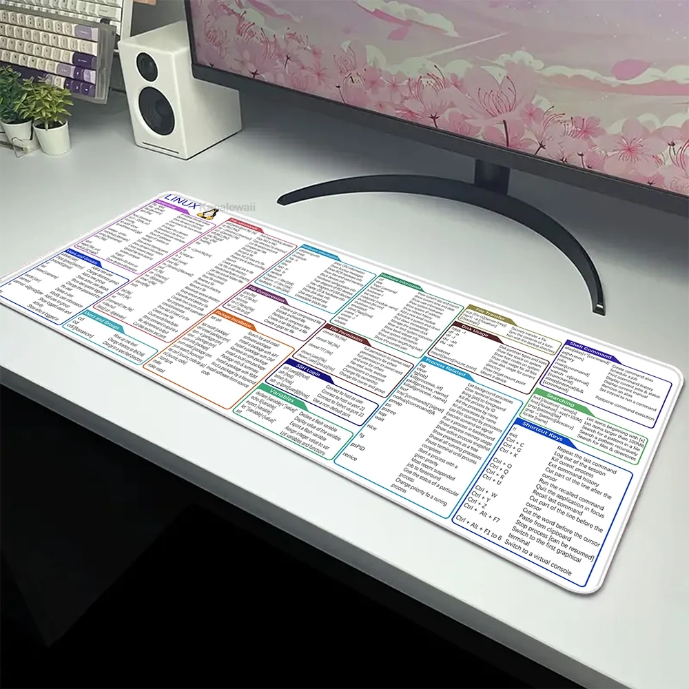 

Linux Shortcuts Mouse Pad Home Office Table Carpet Large Keyboard Pads Work Mousepad Desk Mat Stitched Edge Mouse Mat 90x40