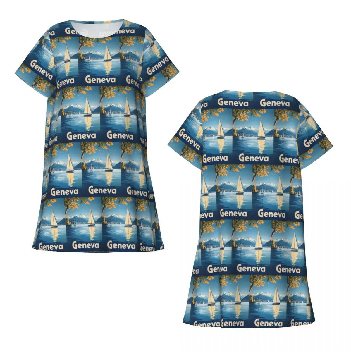 Discover The Enchanting Allure Of Geneva Short Sleeves Nightdress Sleeping Sleepshirts Women Nightgowns  Pajama Dress