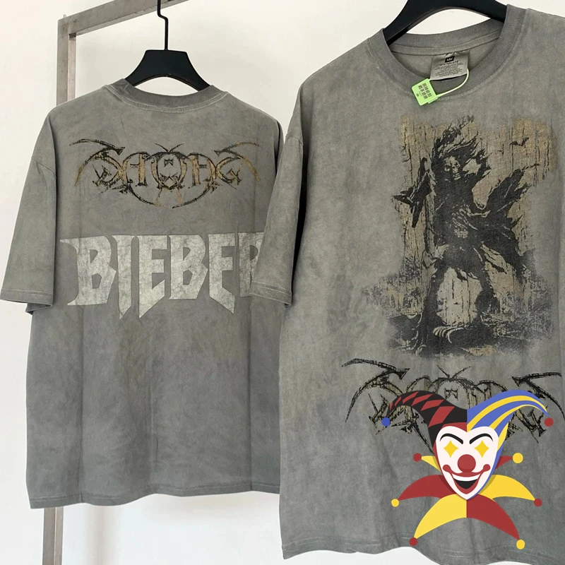 Justin Bieber Washed T shirt Men Women High Quality Saint Tops Tee T-shirt