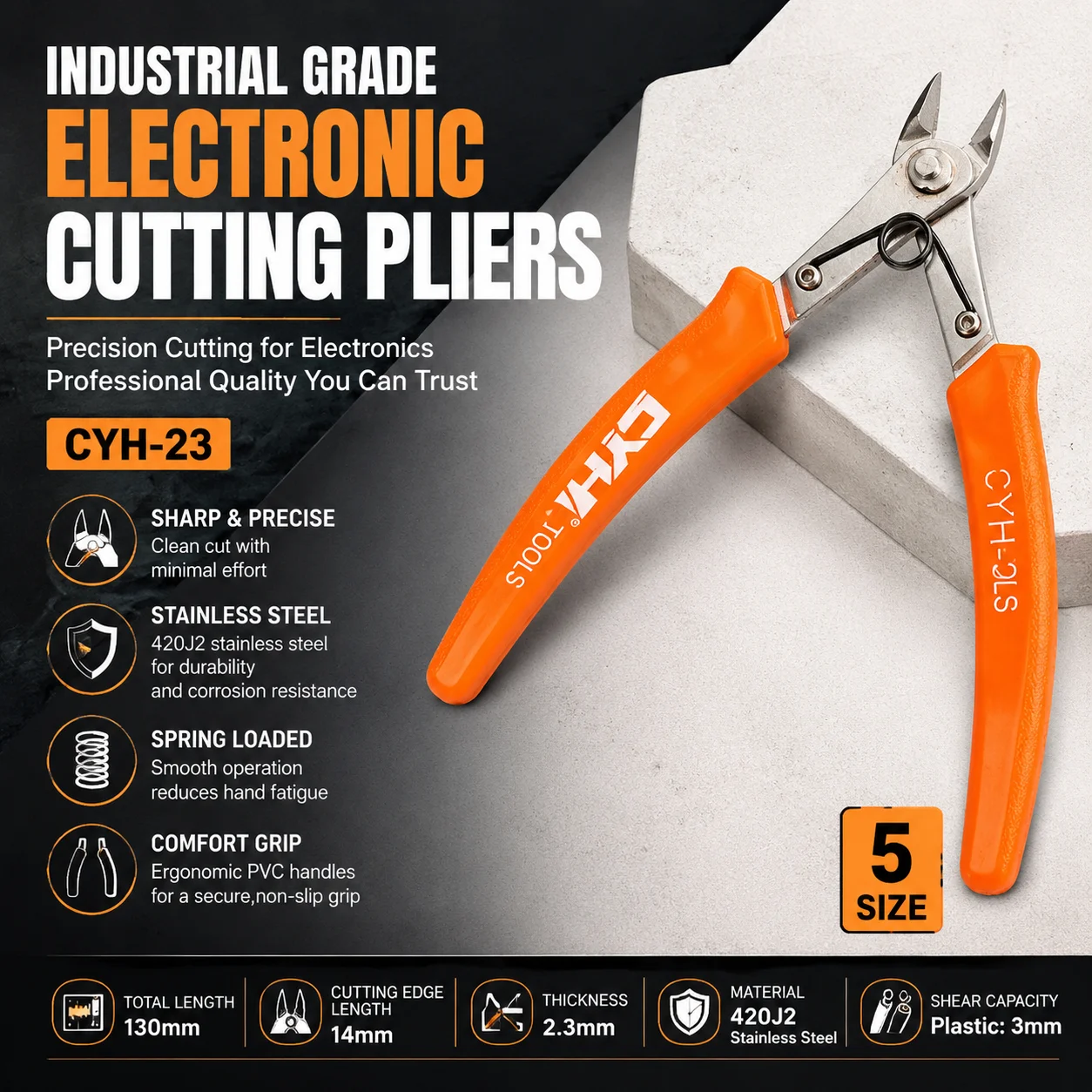 5-Inch Beveled Edge Model Cutters Sprue Pliers Plastic Nail Art Wire 170 Electronic Pliers for Industrial Use