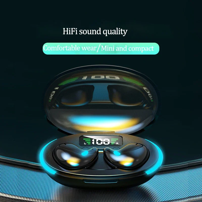 Auricolari invisibili per il sonno Premere chiave Cuffie Auricolari Bluetooth wireless Cuffie con riduzione del rumore Auricolari per giochi musicali HiFi