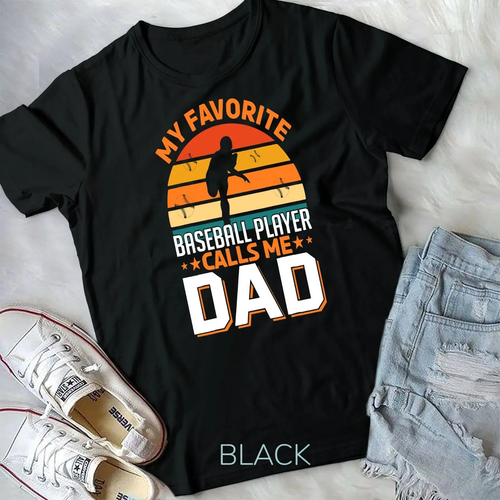 

my Favorite Baseball Player Calls Me Dad Father's day retro Unisex T-shirt