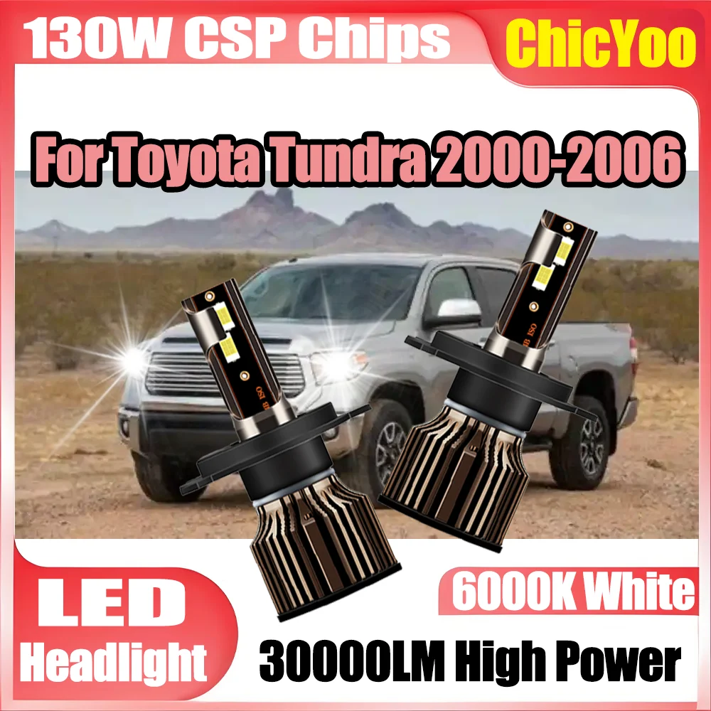 

2X H4 LED Headlight Bulbs 130W Car Headlamps 6000K White 30000LM CSP Chips For Toyota Tundra 2000 2001 2002 2003 2004 2005 2006