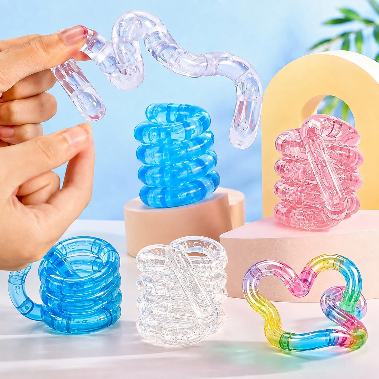 1/2/4pc Multicolor Twisty Chain Sensory Fidget Toys Quiet Gift Relax Decompression Spin Twist Chain Anti Anxiety Alternative Toy