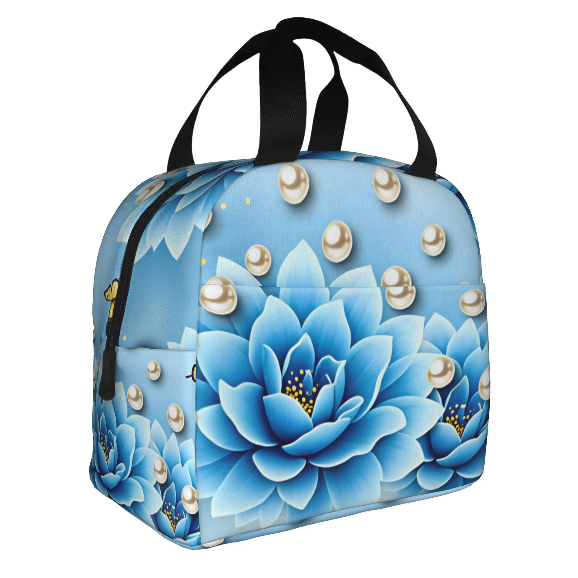 Luxury High Blooming Various 3D Peonies Floral Insulated Lunch Bag for Resuable Trend Floral Thermal Cooler Lunch Tote School