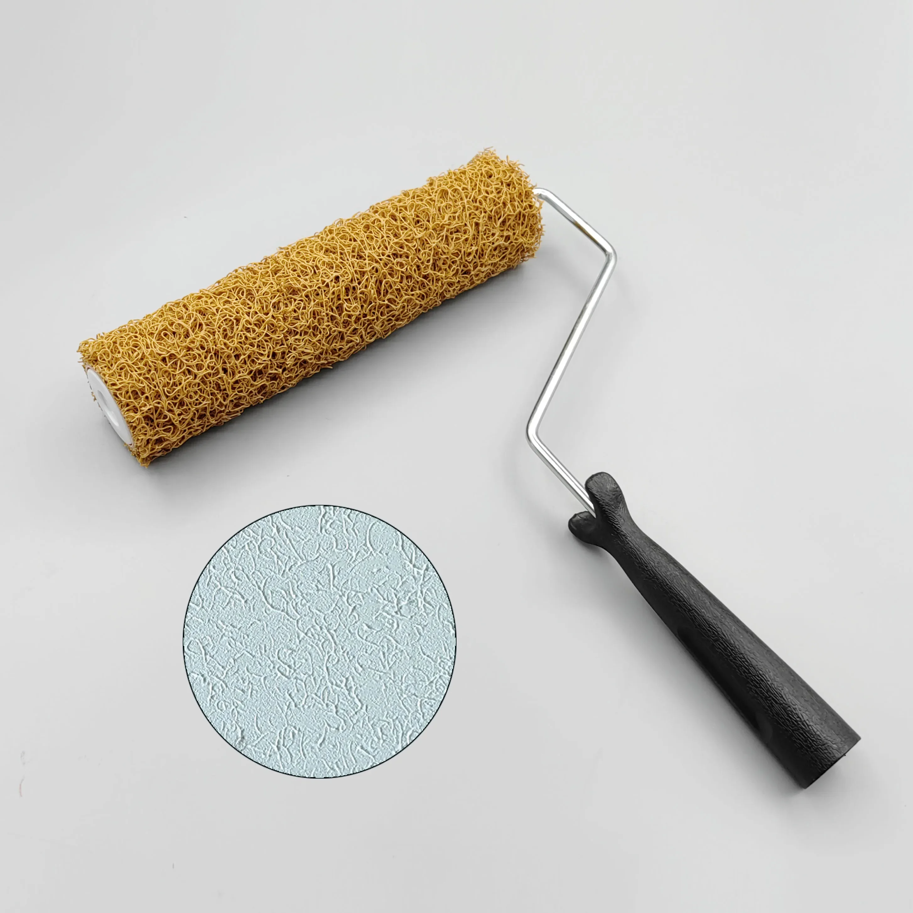 9-Inch Wall Texture Brush - DIY Putty & Drywall Compound Roller with Brown Bristles for Even Wall Decorating, Convenient Manual