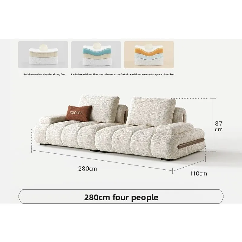 Fabric sofa cream style Italian living room adjustable straight cloth