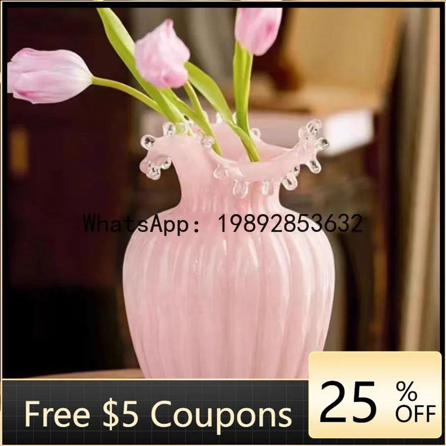Z4  Vintage Fenton Gift Home Glass Cream Vase Flower Arrangement Vase Ornament Internet Celebrity Creative Flower Arrangement