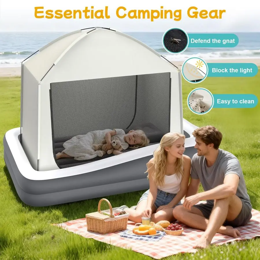 سرير سفر للأطفال الصغار مع مرتبة هوائية للأطفال مع مضخة عالية السرعة محمولة وأسرة هوائية مع جوانب أمان وحقيبة حمل Li