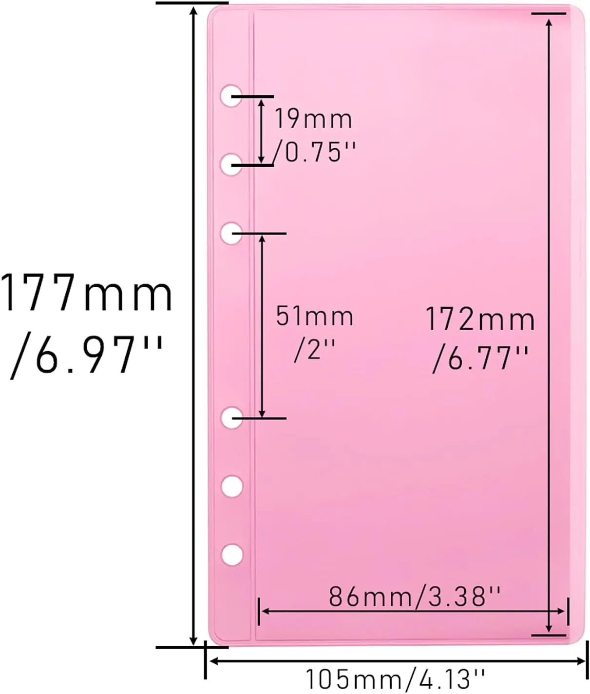 New A6  Binder Pockets 6pcs Colorful PVC Waterproof Binder Pouches 6 Holes Zipperless Side Open Cash Budget Envelopes