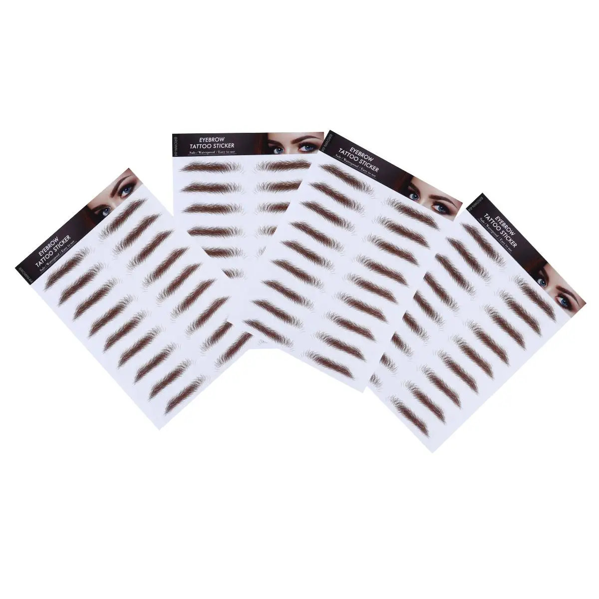 

4 Pcs Eyebrow Stickers Water Transfer False Eyebrows Tool Waterproof Reusable 6D Hair Like Brow Stickers Easy Apply