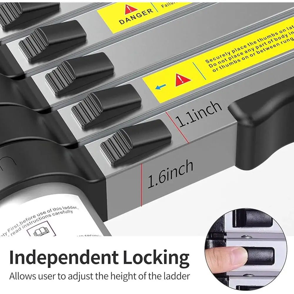 Telescoping Extension Ladder 8.5FT Lightweight Portable Aluminum Ladder 330lbs Capacity with Stabilizers Anti-Slip Pedal Home