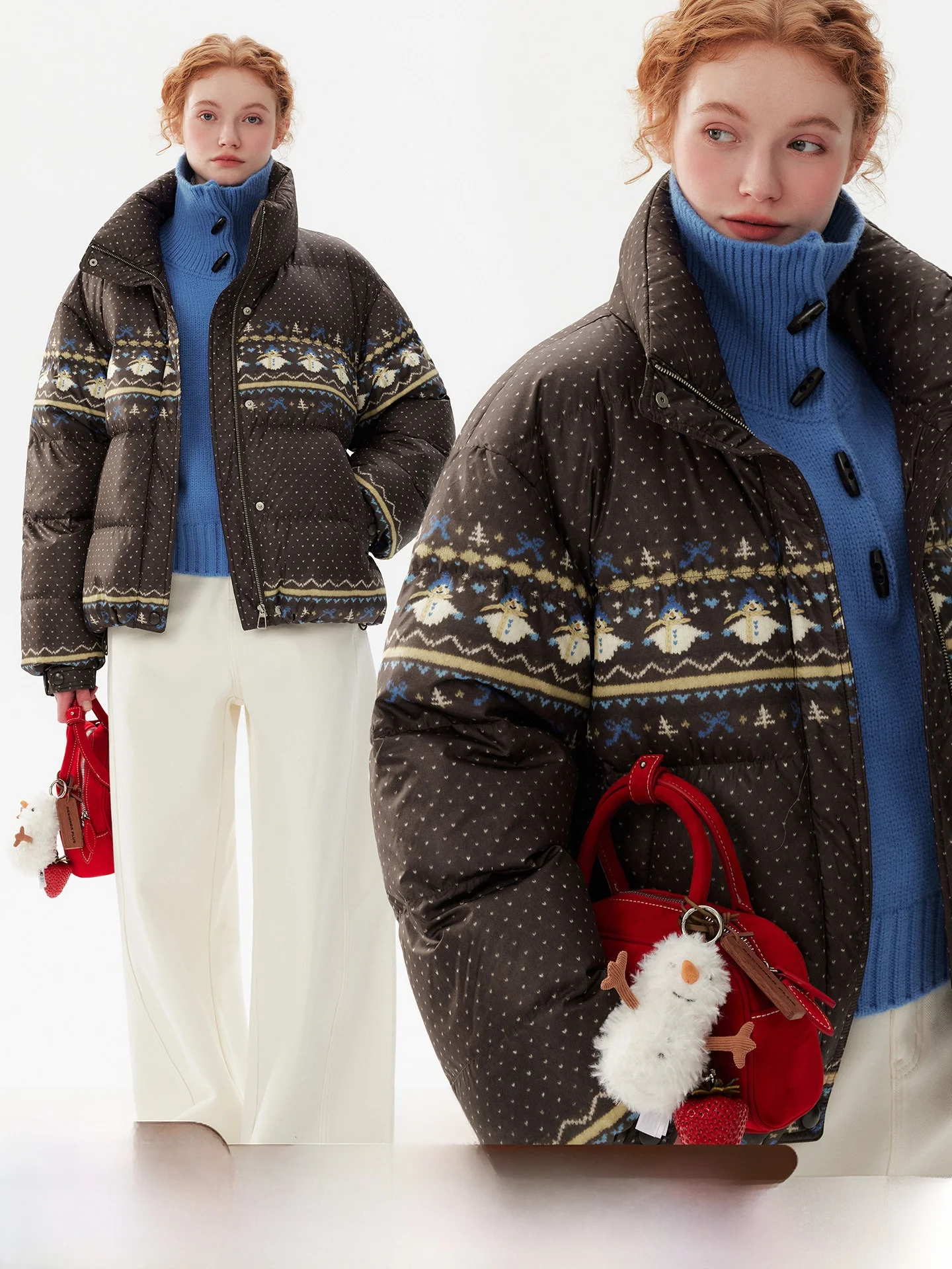 

plus Thiened Puffer Jaet Women's Winter Coat Snowman Collar Casual Sle Long Sve Warm Polyester Fiber