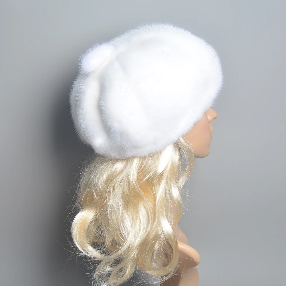 Winter Fur Hats Women Stylish Warm Natural Whole Mink Fur Luxury Caps Earflap High Quality Hat anti cold Snow Hat